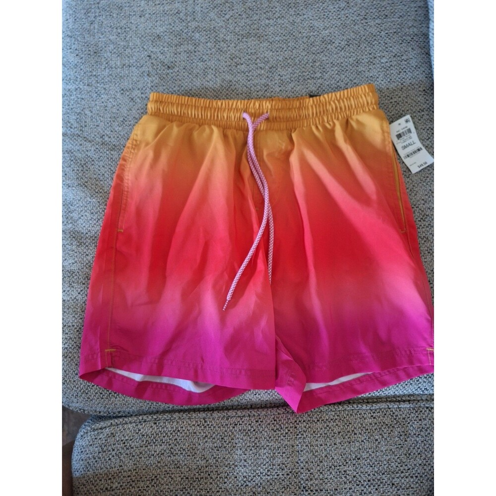 S-5" INC 'QUICK DRY'‎ Yellow Orange Pink OMBRE Swim Trunks Shorts 28-30" NEW